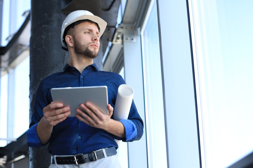 Tablet auf der Baustelle Tagesrapport